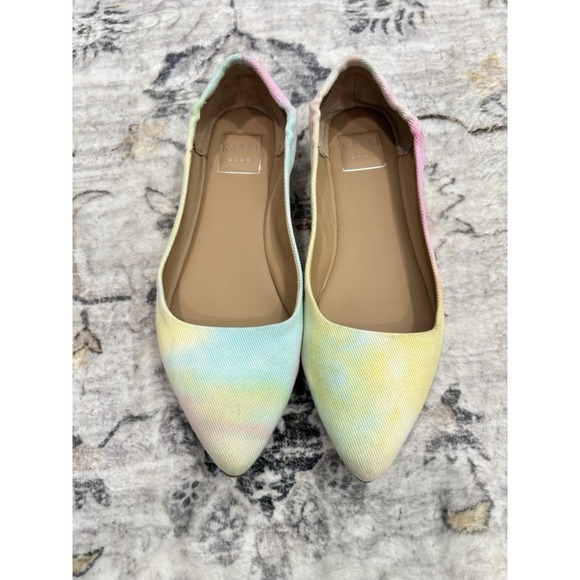 Kaari Blue Shoes - Kaari Blue Flats Size 8 Women's Pastel Tie Dye Pointed Toe Shoes Rainbow Dash